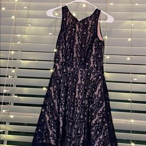 Blush pink and navy blue dress